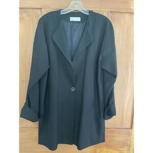 USA Doncaster Black Wool Coat Jacket Duster Size 12 Womens Lined
